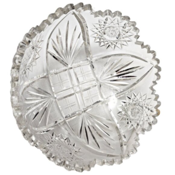 Antique Vintage RARE Brilliant Handcut Cut Crystal Glass 8” x 3.5” Bowl - Picture 4 of 6